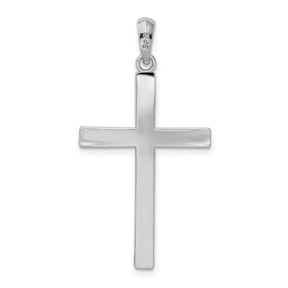 De-Ani Sterling Silver Rhodium-Plated Polished Latin Cross Pendant